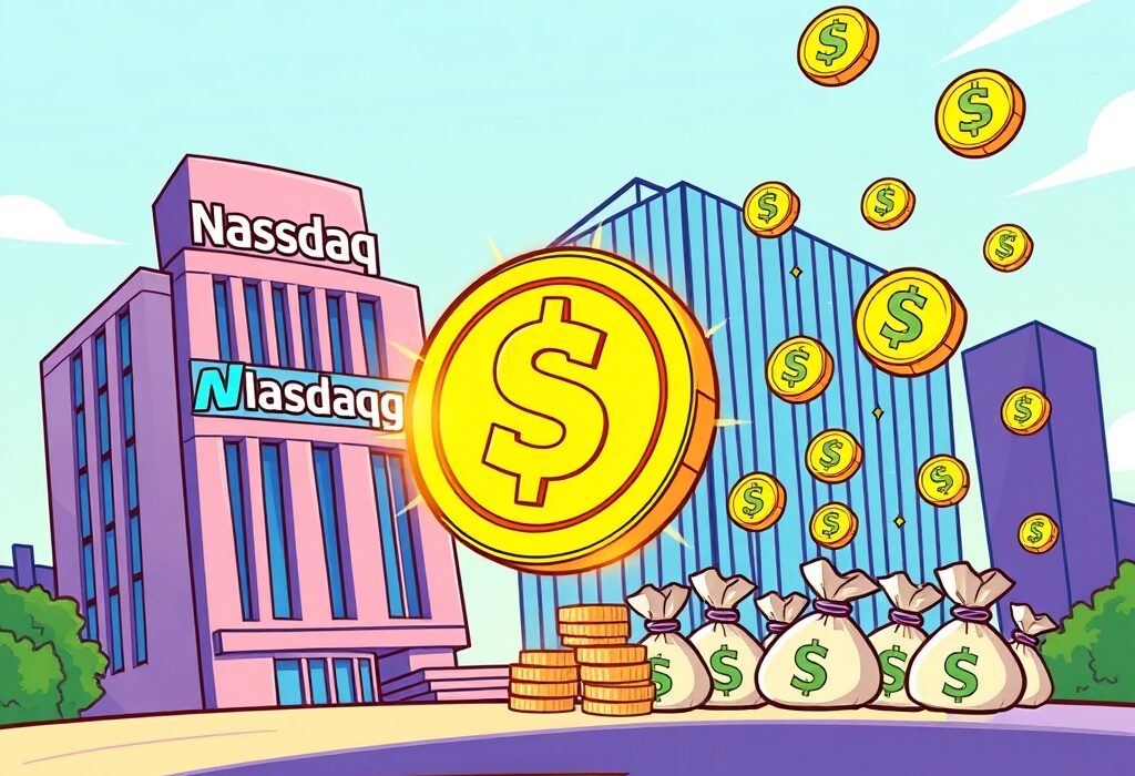 A cartoon illustration showing Forward Industries making significant Solana investments, symbolizing a major institutional move into the crypto space.