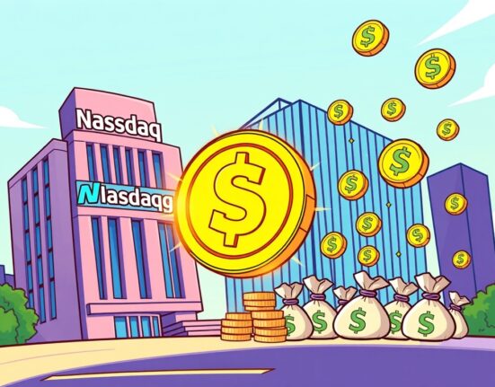 A cartoon illustration showing Forward Industries making significant Solana investments, symbolizing a major institutional move into the crypto space.