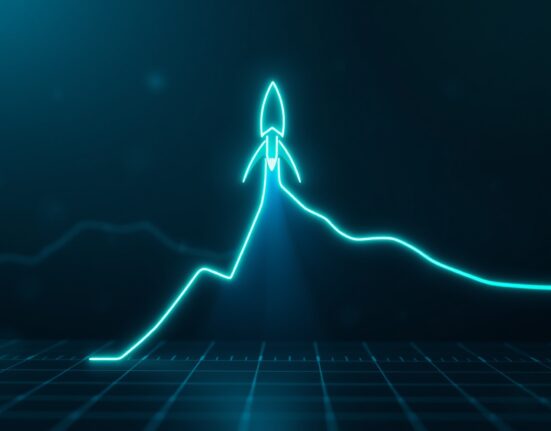 Digital chart showing a sharp upward trend representing the Solana memecoin ANSEM surge
