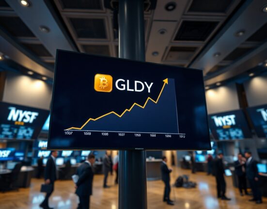 Digital trading interface showing a gold-pegged token GLDY on the Orca marketplace on Solana.