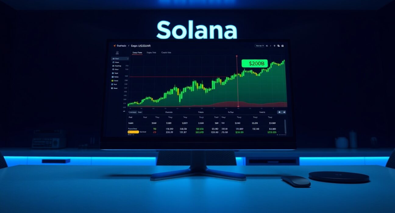 Trading dashboard showing Solana perpetual futures volume surging past $20 billion