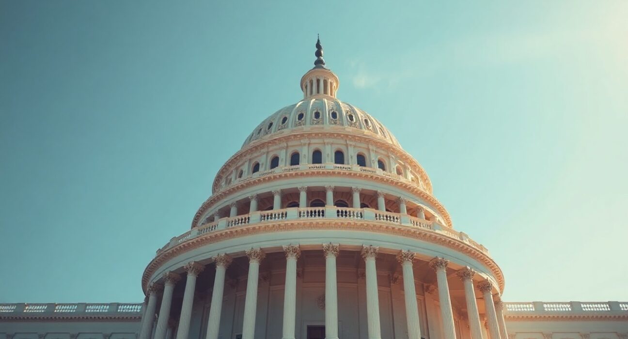 U.S. Capitol building exterior under a clear sky, representing crypto regulation legislation.