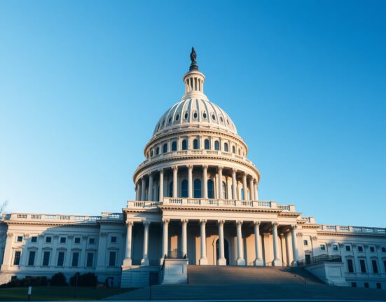 U.S. Capitol building on a sunny day, representing legislative action on crypto regulation.