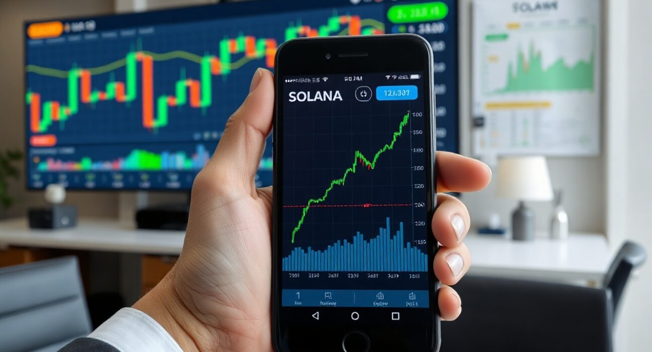 Solana price chart showing bullish momentum above the 50-day EMA