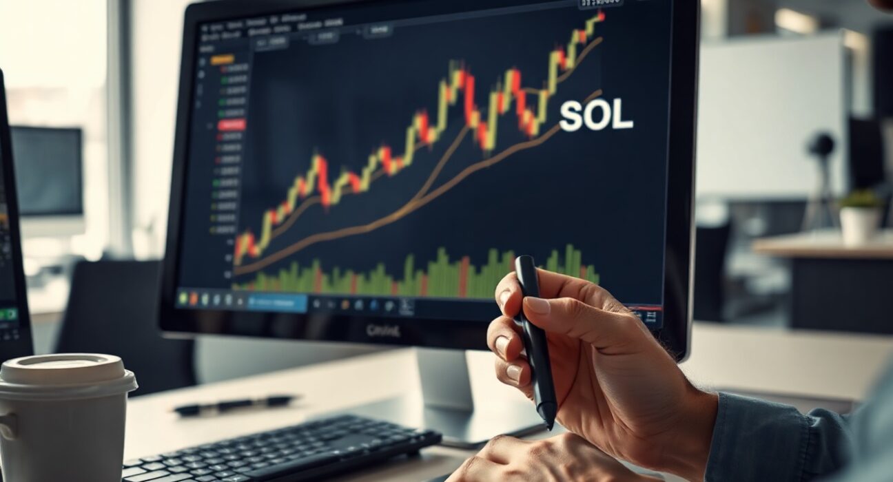 Solana price chart showing upward momentum on a trading screen