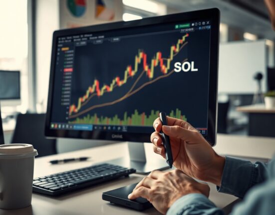 Solana price chart showing upward momentum on a trading screen