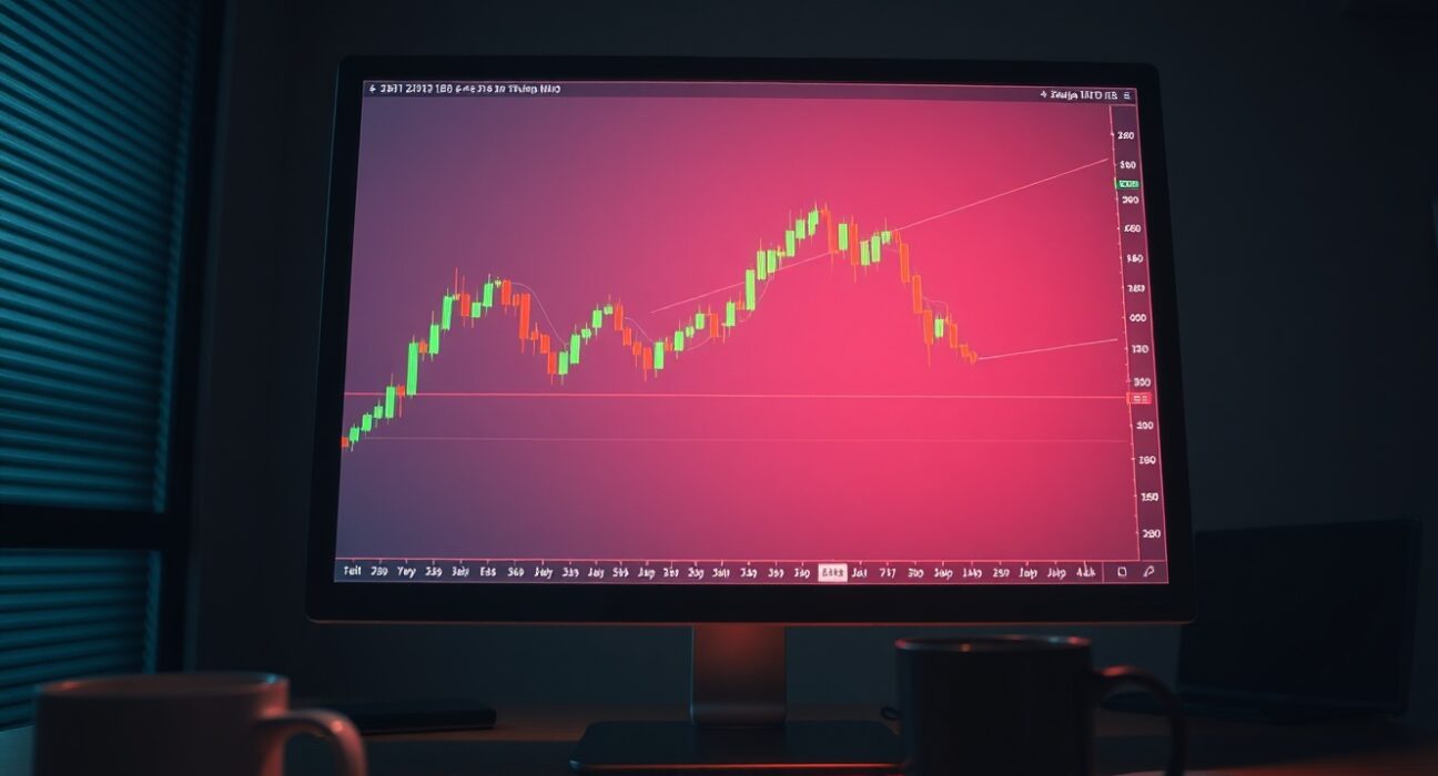 Solana price chart showing a triangle pattern on a trading screen