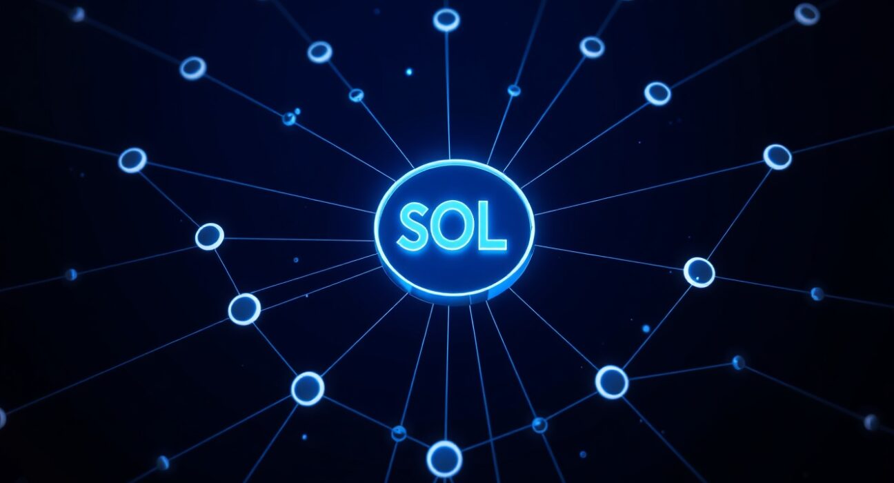 Solana blockchain network visualization for technical analysis and price prediction article