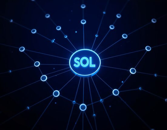 Solana blockchain network visualization for technical analysis and price prediction article