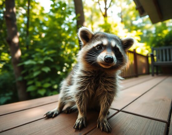 Raccoon named Jimothy with rare congenital disorder sitting in a Seattle backyard