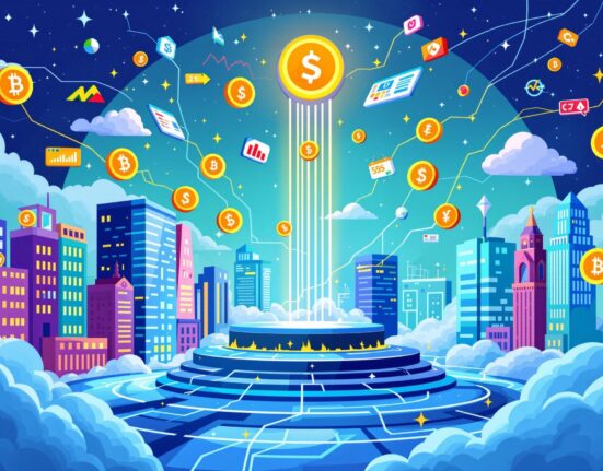 A cartoon illustration depicting Solana's ambitious roadmap to revolutionize internet capital markets with advanced network infrastructure.