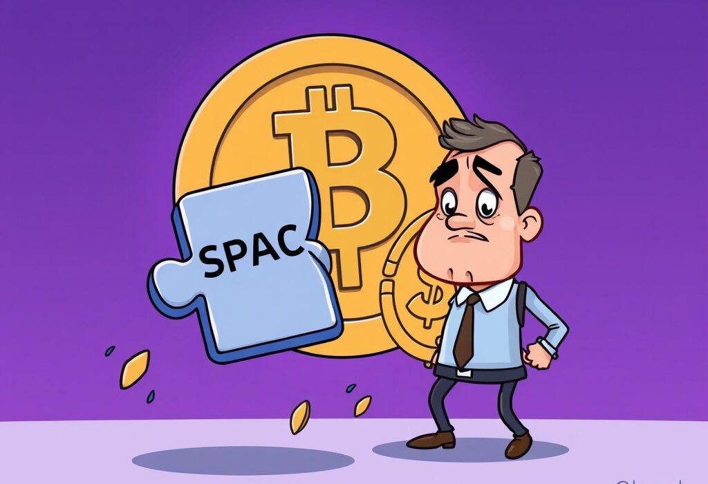 A cartoon image depicting the unexpected collapse of a Solana SPAC deal, symbolizing a significant setback for crypto ventures.