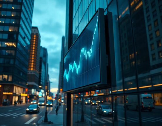 Solana spot ETF inflows chart on a digital display in a financial district
