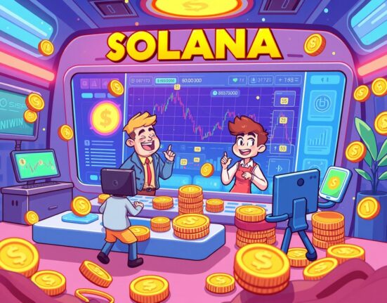 Solana trading protocol illustration showing decentralized finance innovation and blockchain technology advancement