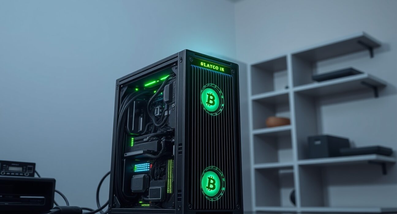 A solo Bitcoin miner's ASIC rig that successfully solved a block against extreme odds.