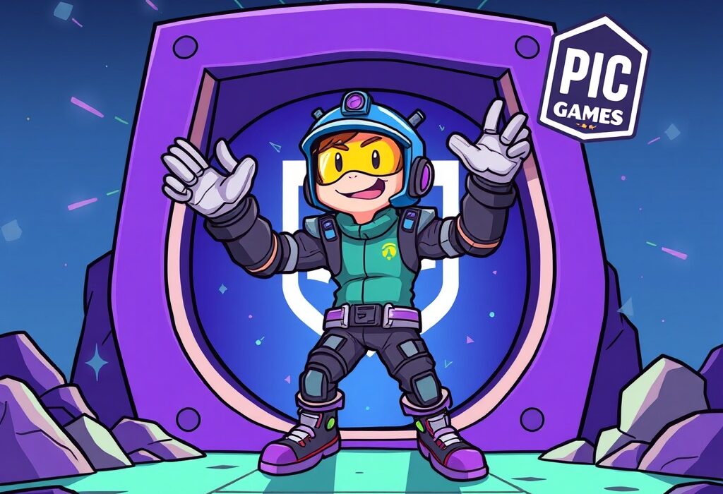 A cartoon character excitedly stepping onto a new platform, symbolizing the monumental SolPlex game launch and its impact on gaming.