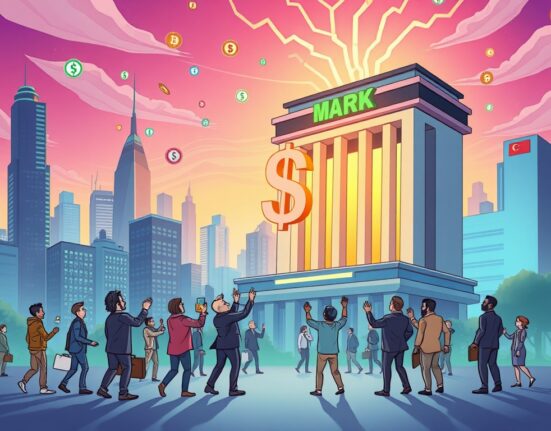 A vibrant cartoon illustrating Sonic Labs' U.S. expansion into regulated financial markets, symbolizing compliant access for investors.