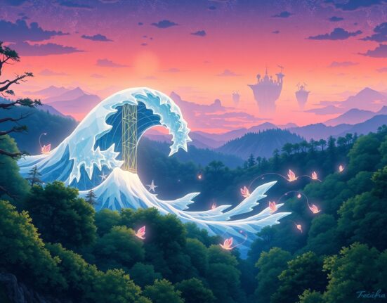 Sonic blockchain technology interacting with market data streams in a magical ecosystem