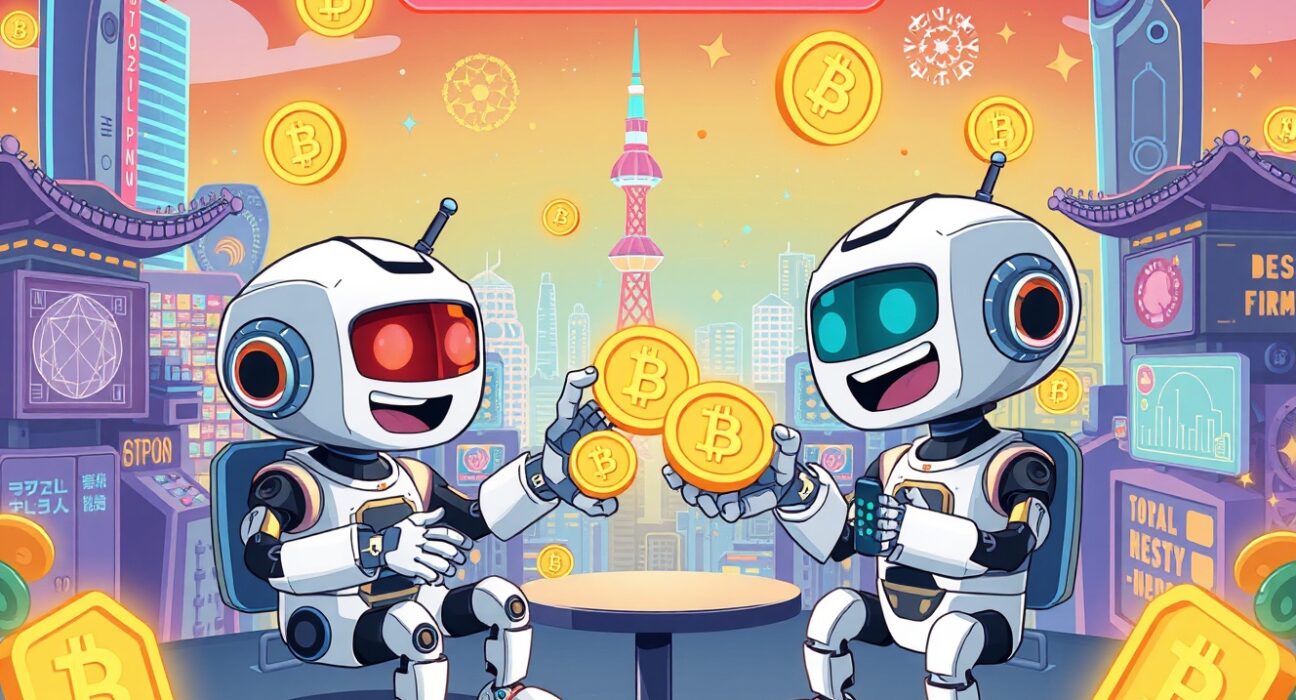 x402 AI ecosystem meetup featuring autonomous AI agents networking in futuristic Seoul