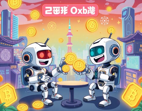 x402 AI ecosystem meetup featuring autonomous AI agents networking in futuristic Seoul