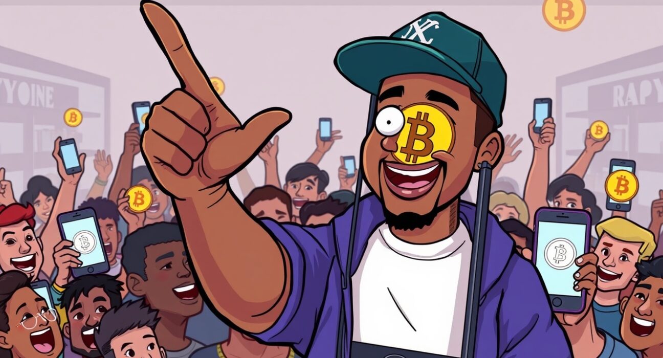 A cartoon rapper promoting a digital token, illustrating the trend of Soulja Boy crypto promotion and influencer impact.