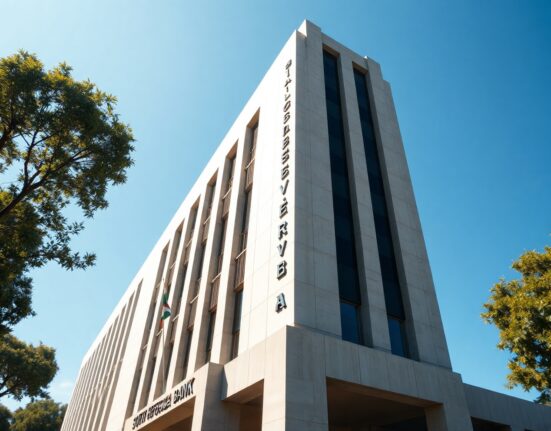 South African Reserve Bank headquarters in Pretoria on a sunny day