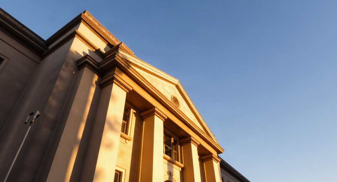 South African Reserve Bank building in Pretoria, symbolizing monetary policy and money supply changes.
