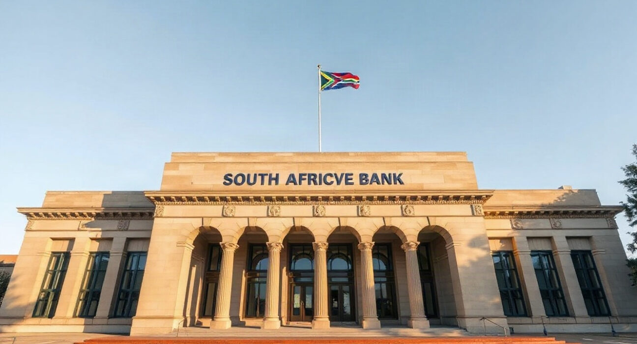 South African Reserve Bank building in Pretoria, representing economic indicators like the producer price index.