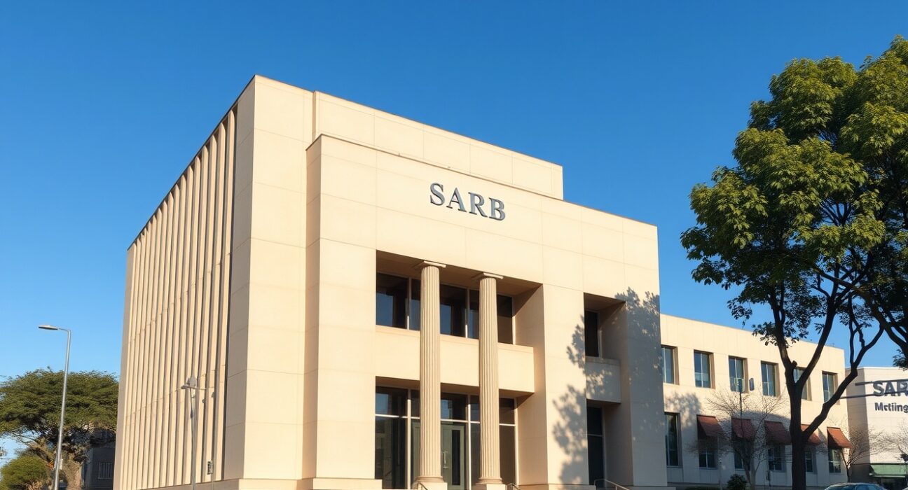 South African Reserve Bank building representing monetary policy decisions amid economic pressures from global conflicts.