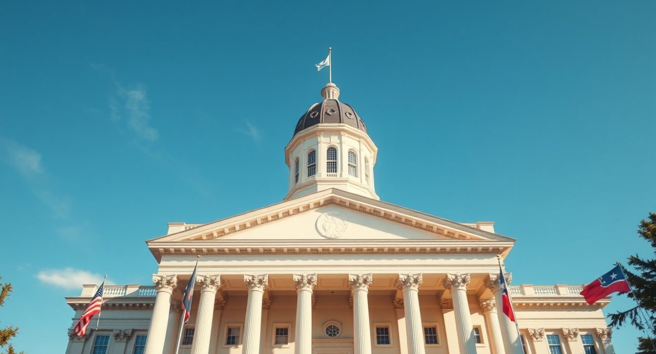 South Carolina State House building in Columbia on a sunny day
