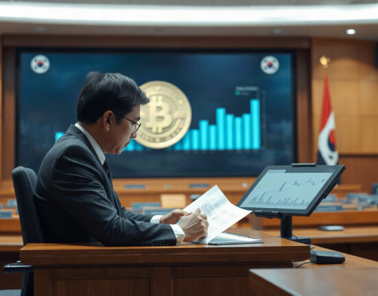 South Korean legislative auditor reviewing tax documents on digital assets