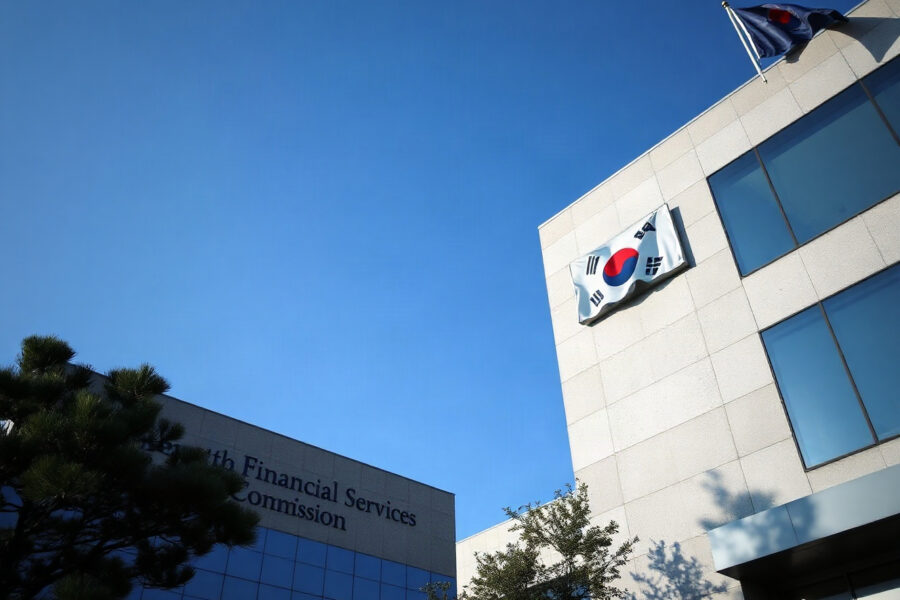 Financial Services Commission building in Seoul, South Korea, under clear daylight