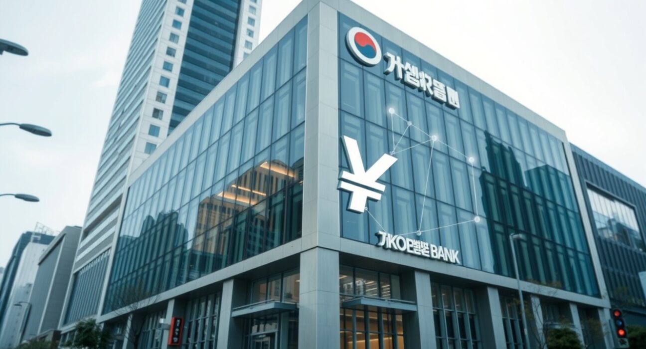 South Korean bank building representing potential stablecoin reserve management in cryptocurrency regulation.