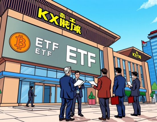 Depicts South Korean financial institutions actively preparing for the launch of a South Korea Bitcoin ETF, signaling a new era for crypto investment.