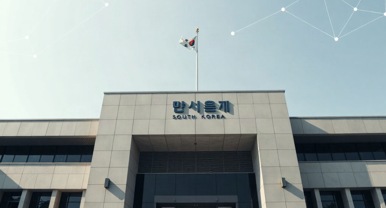 South Korean government building in Seoul, symbolizing crypto regulation oversight.