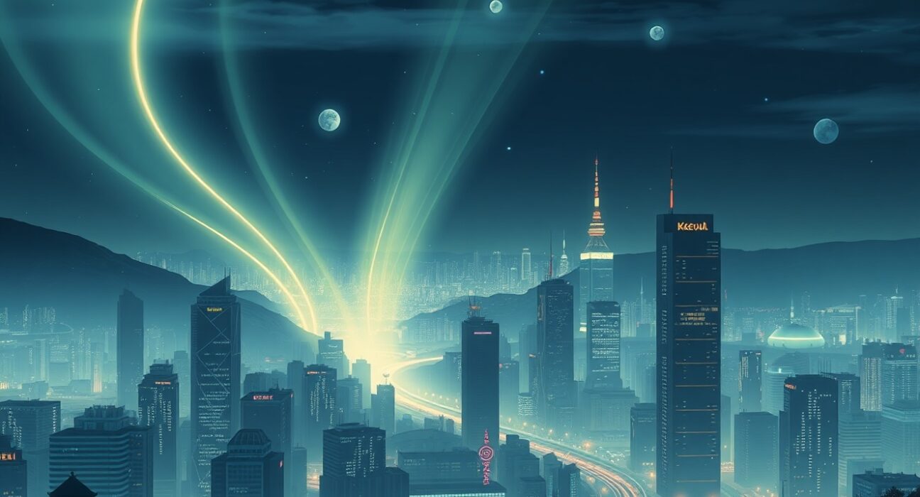 Conceptual art representing the $115 billion South Korea crypto capital flight to global markets.