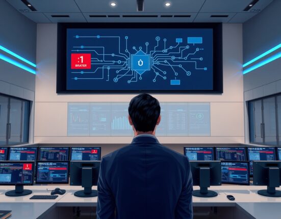 Bank of Korea control room monitoring cryptocurrency transaction flows and circuit breaker systems for virtual asset regulation.
