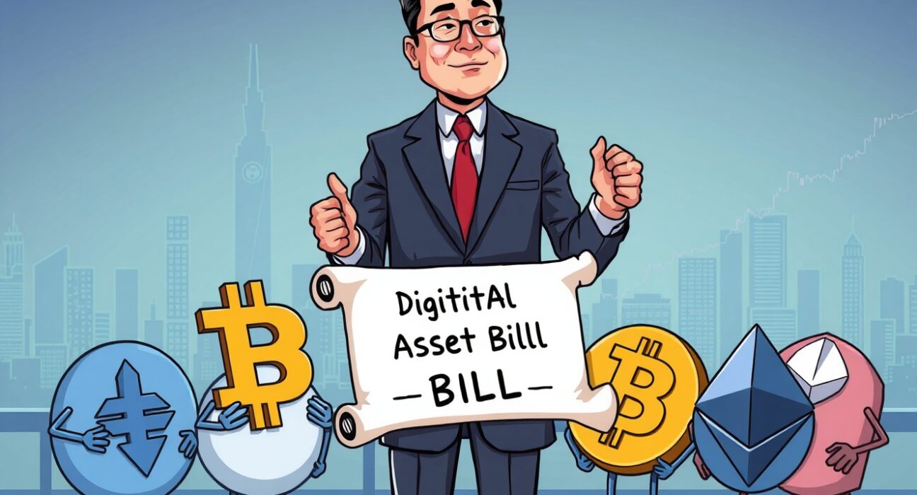 A South Korean lawmaker proposing a bill for crypto derivatives, symbolizing regulatory progress in digital assets.