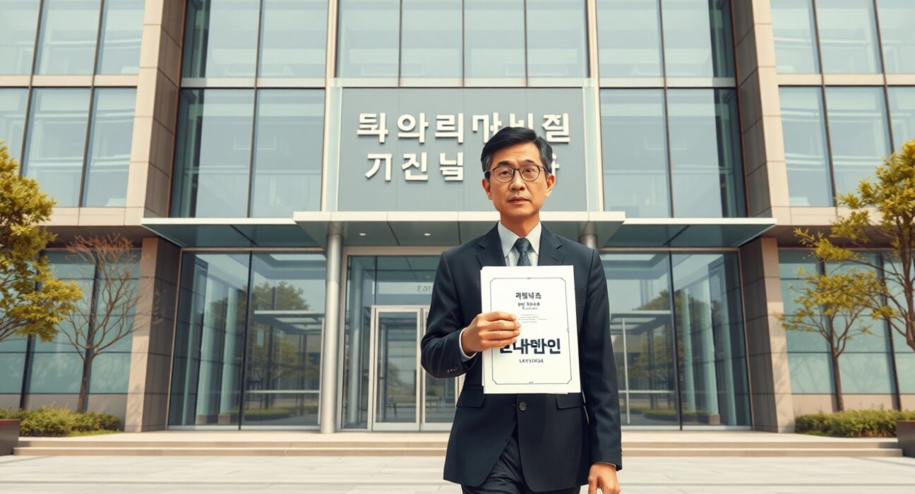 South Korean government official with Digital Asset Basic Act document representing new crypto exchange ownership regulations