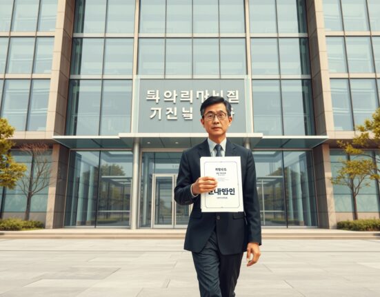 South Korean government official with Digital Asset Basic Act document representing new crypto exchange ownership regulations