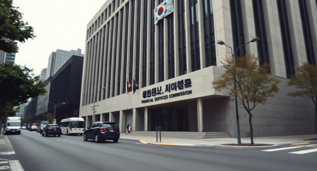 Exterior of the South Korean Financial Services Commission building in Seoul, the regulatory body overseeing new crypto exchange rules.