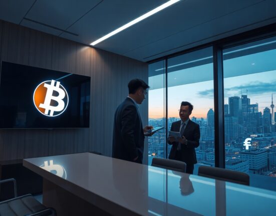 South Korean financial regulators and crypto exchange officials in a modern office discussing AML compliance policies.
