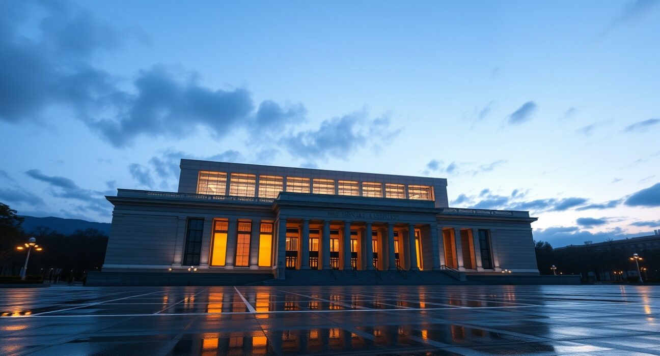 South Korean National Assembly building at dusk, symbolizing new crypto regulation legislation.