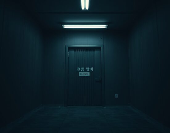 Locked door of a closed cryptocurrency exchange in Seoul, South Korea