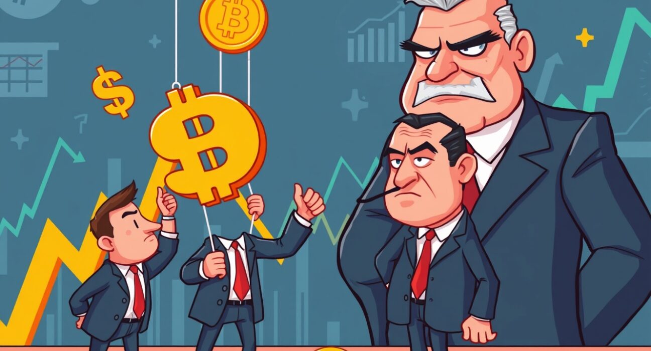 An illustration showing regulators tackling South Korea crypto manipulation schemes in the digital market.