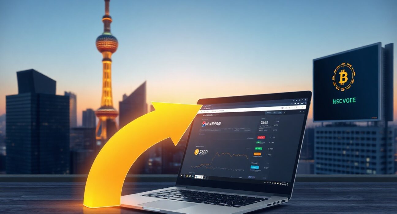 Digital illustration of crypto funds flowing from South Korea to overseas exchanges