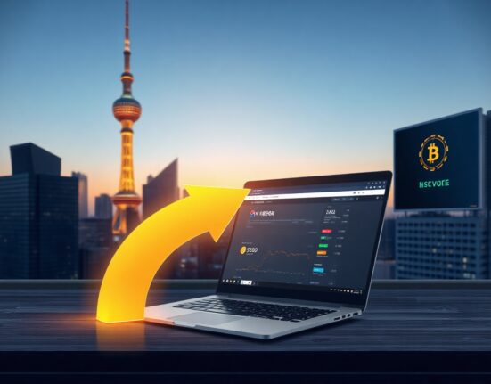 Digital illustration of crypto funds flowing from South Korea to overseas exchanges