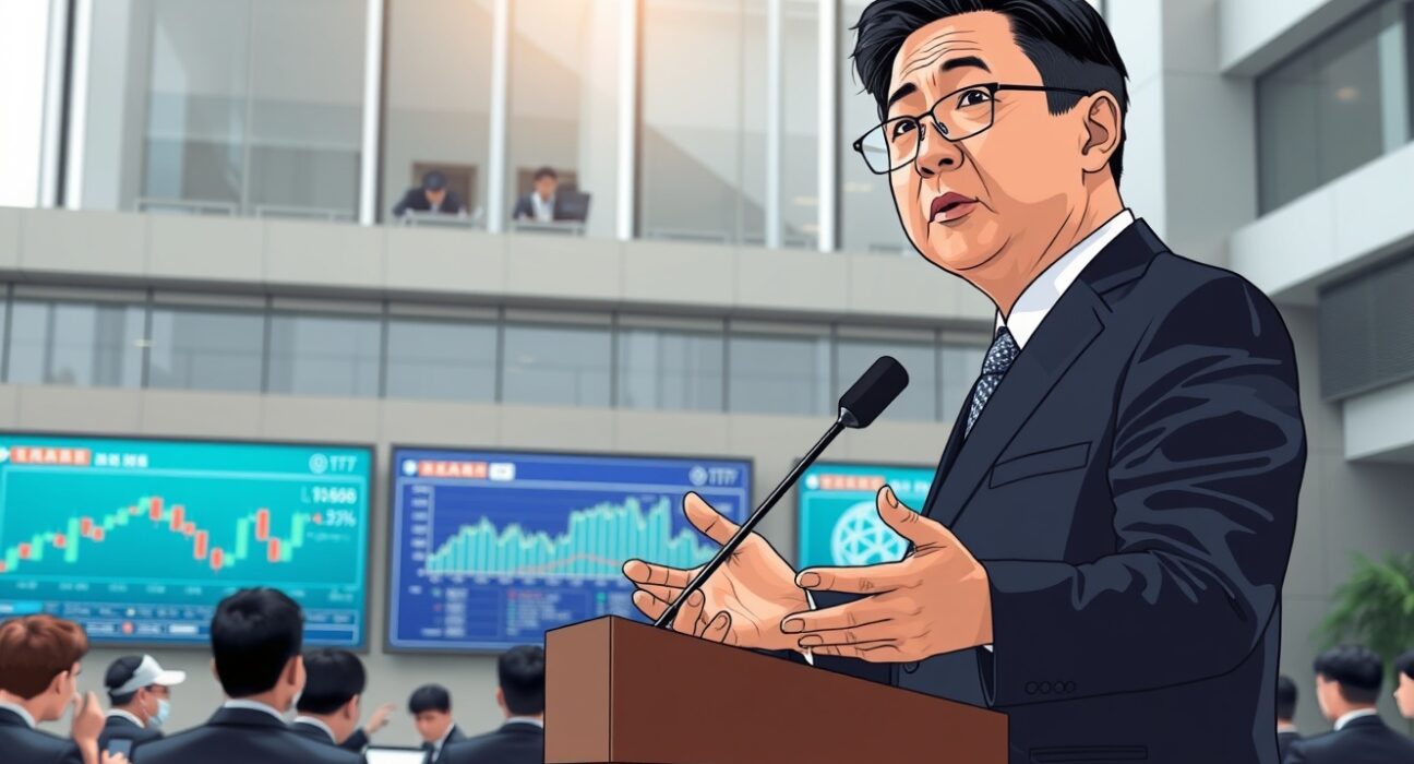 South Korean politician discussing cryptocurrency regulation at digital asset seminar in Seoul
