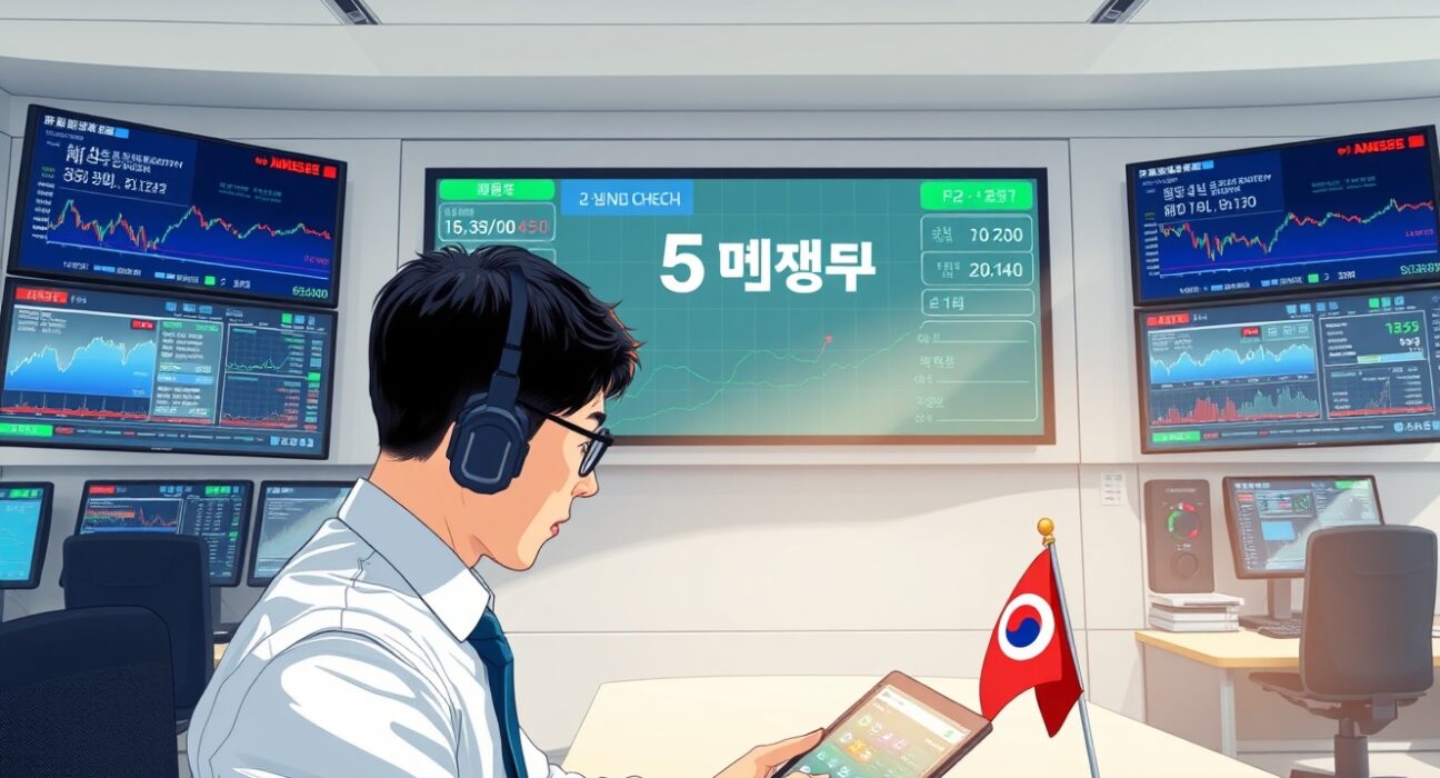 South Korean financial control room monitoring cryptocurrency exchange assets with 5-minute reconciliation systems.