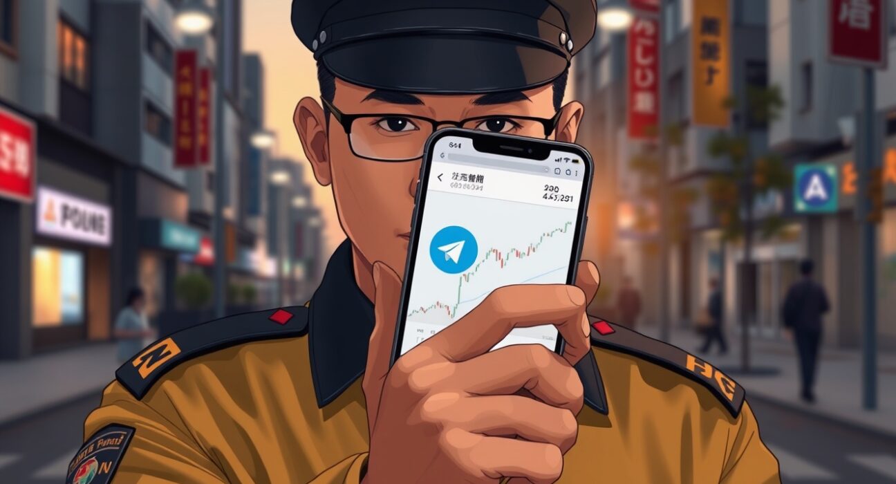 South Korean police officer investigating a cryptocurrency and Telegram scam case in Goyang City.